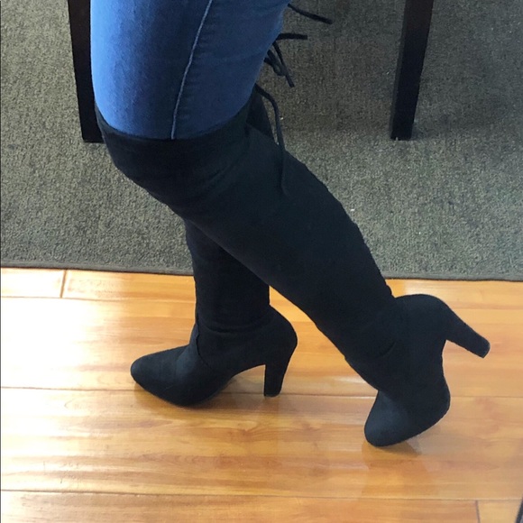 Black Over knee high heeled boots - Picture 6 of 8